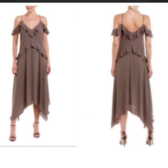 BCBGMaxMazria Brown ruffle off the shoulder Dress - Picture 1 of 4